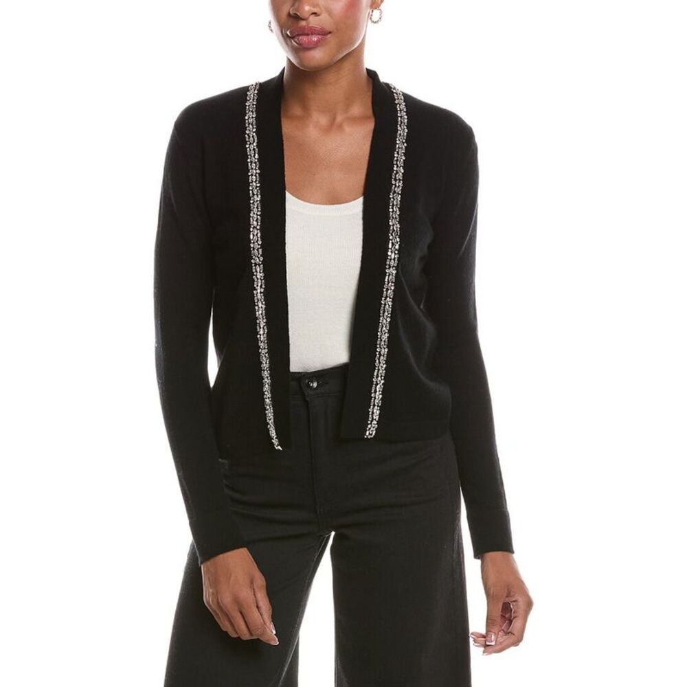 Incashmere Womens Wool & Cashmere-Blend Cardigan, Black